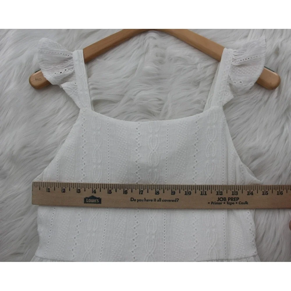 The Childrens Place White Eyelet Cutout Dress Size 16 XXL Ruffle Preppy Minimal